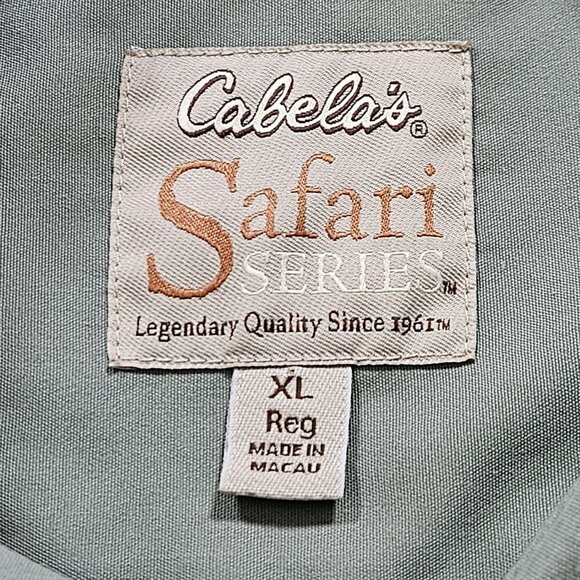 Cabela's Shirt Men XL Military Green Safari Series LS Buttons Pockets Cotton - Picture 3 of 16